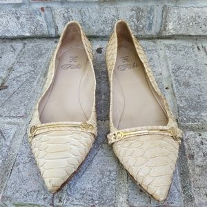 Fabi Italy Pointy Toe Textured Croco Flats 36